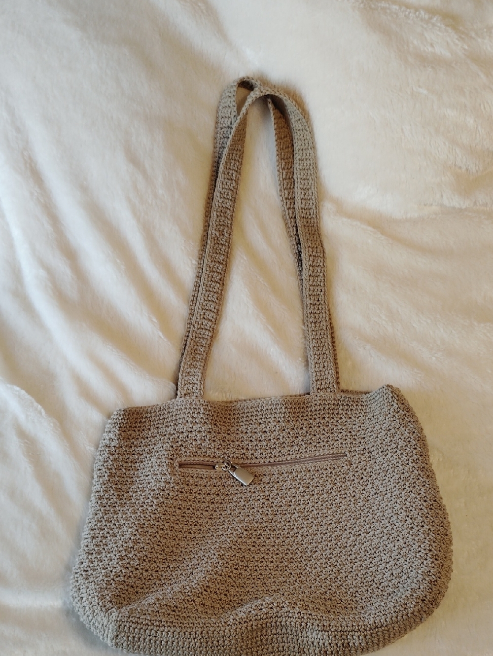 Sonoma Beige Crochet Shoulder Tote Bag